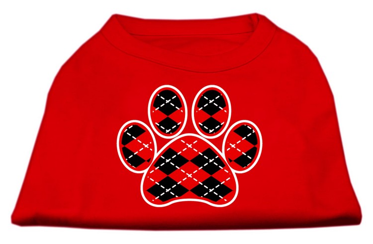 Argyle Paw Red Screen Print Shirt Red Sm